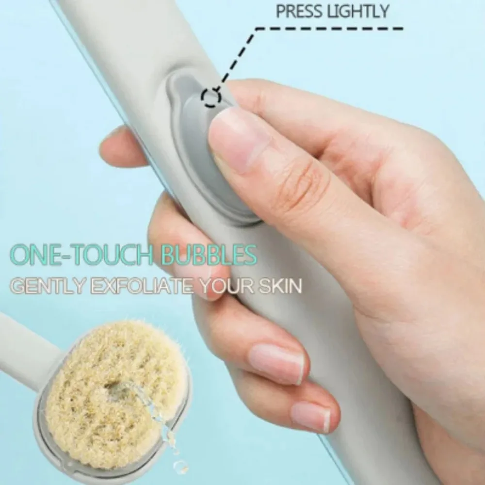 Long Handle Liquid Bath Brush Bathroom Body Brushes Back Body Bath Shower Sponge Exfoliating Scrub Massager Skin Cleaning Tools 3