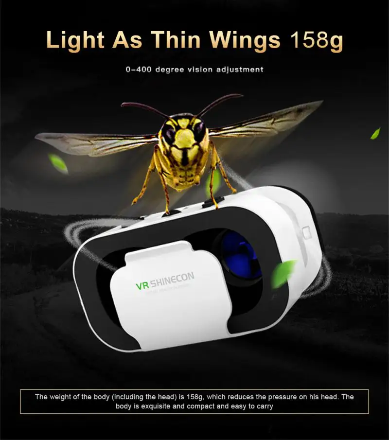 3D VR Headset Smart Virtual Reality Glasses 4.7-6 Inches Helmet For Smartphones Phone Android IPhone Lens
