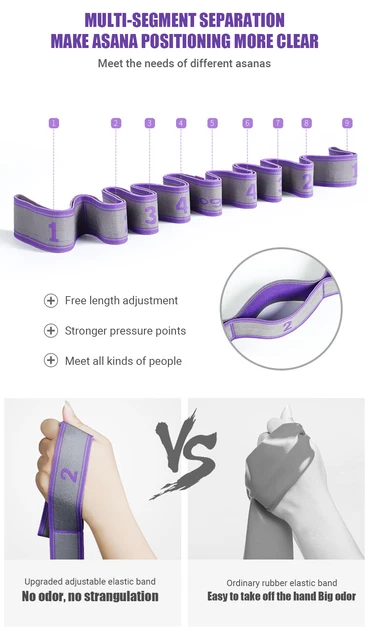 Fascia Elastica Per Yoga E Stretching - 1m X 3.5cm, Viola, Poliestere, Per Esercizi, Fitness E Riabilitazione - Foto 11