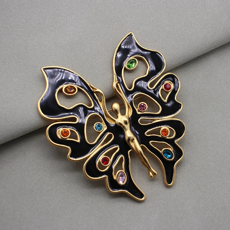 

Elegant Fashion High-end light luxury Vintage Enamelled Colored Butterfly Designer Brooch Pins For Women Jewelry Accessories