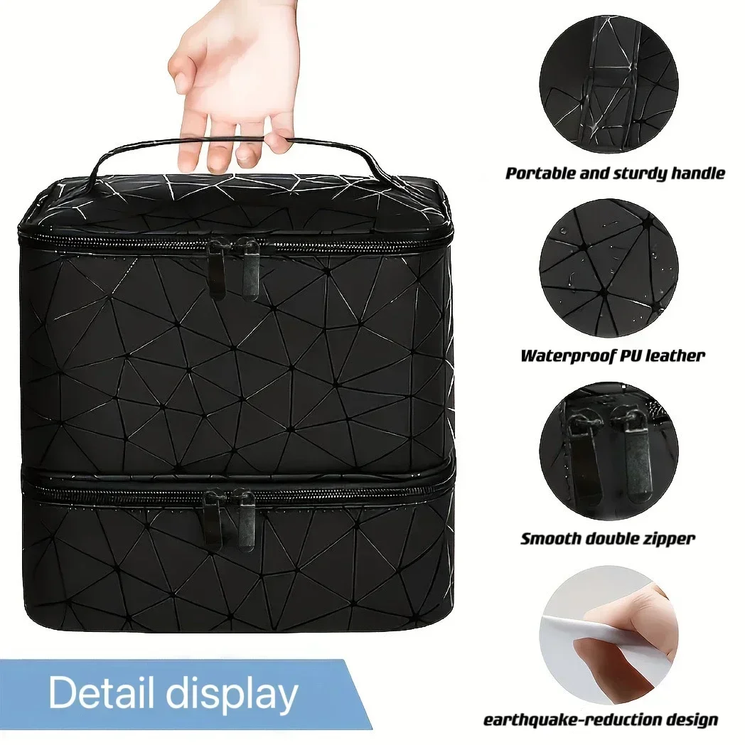 Storage Bag Women's Portable Double-layer Nail Polish Organizer Travel Essential Oil Storage Box Multi-function