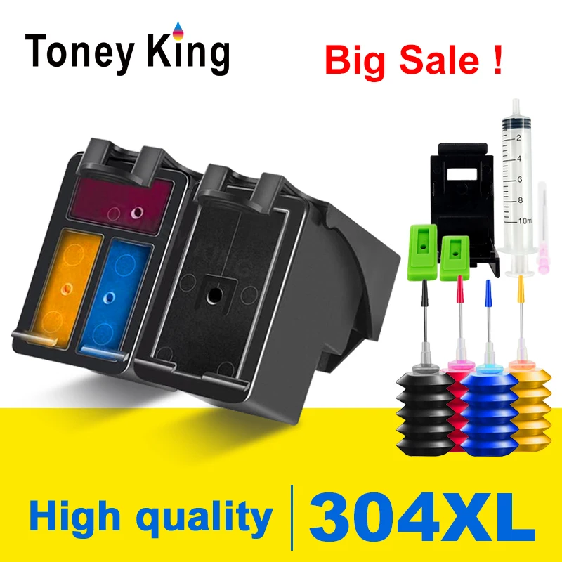 

TONEY KING 304XL Ink Cartridge For HP304 Ink Cartridge For HP 304 XL Deskjet 2620 All-in 3700 3720 3752 5000 5010 5030