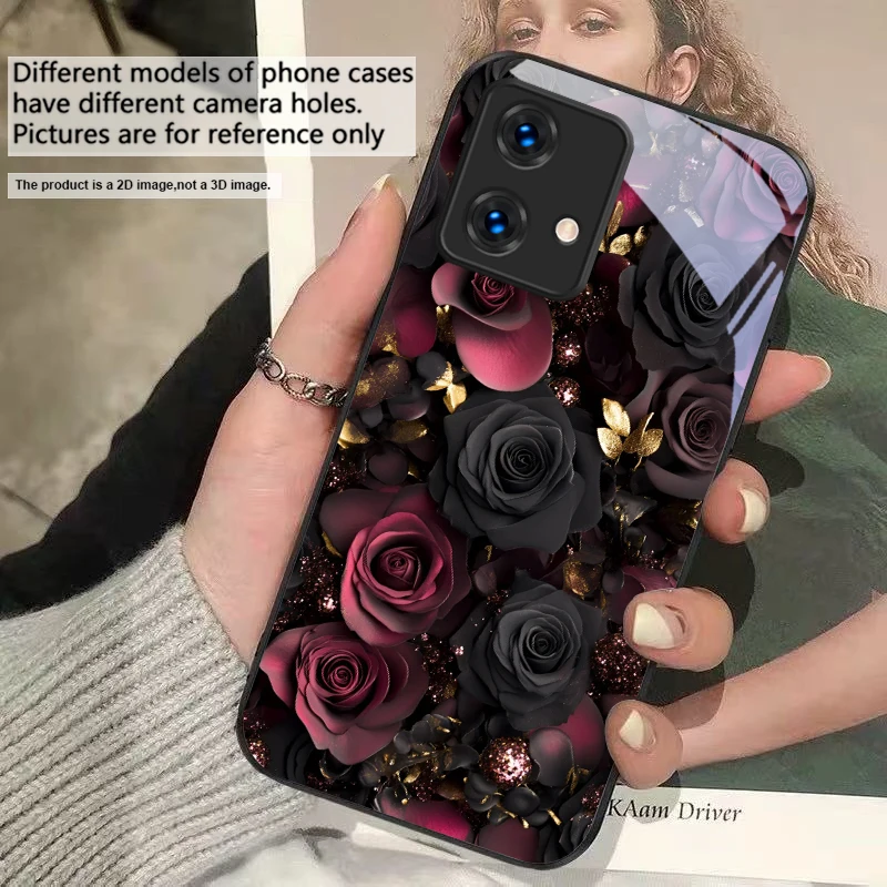 Wine Red Floral Petals Glass Phone Case