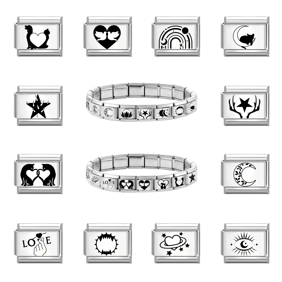 Fashion Laser Engraving Love Series Stainless Steel Bracelet