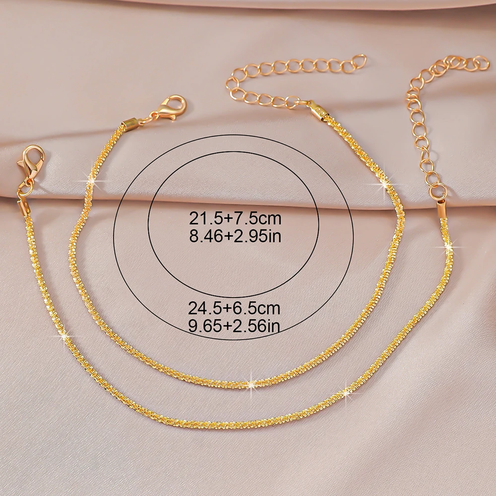 LATS Shiny Sparkling Simple Anklet for Women Gold Silver Color Elegant Jewelry Female Beach Ankle Bracelet on Foot - detail 23