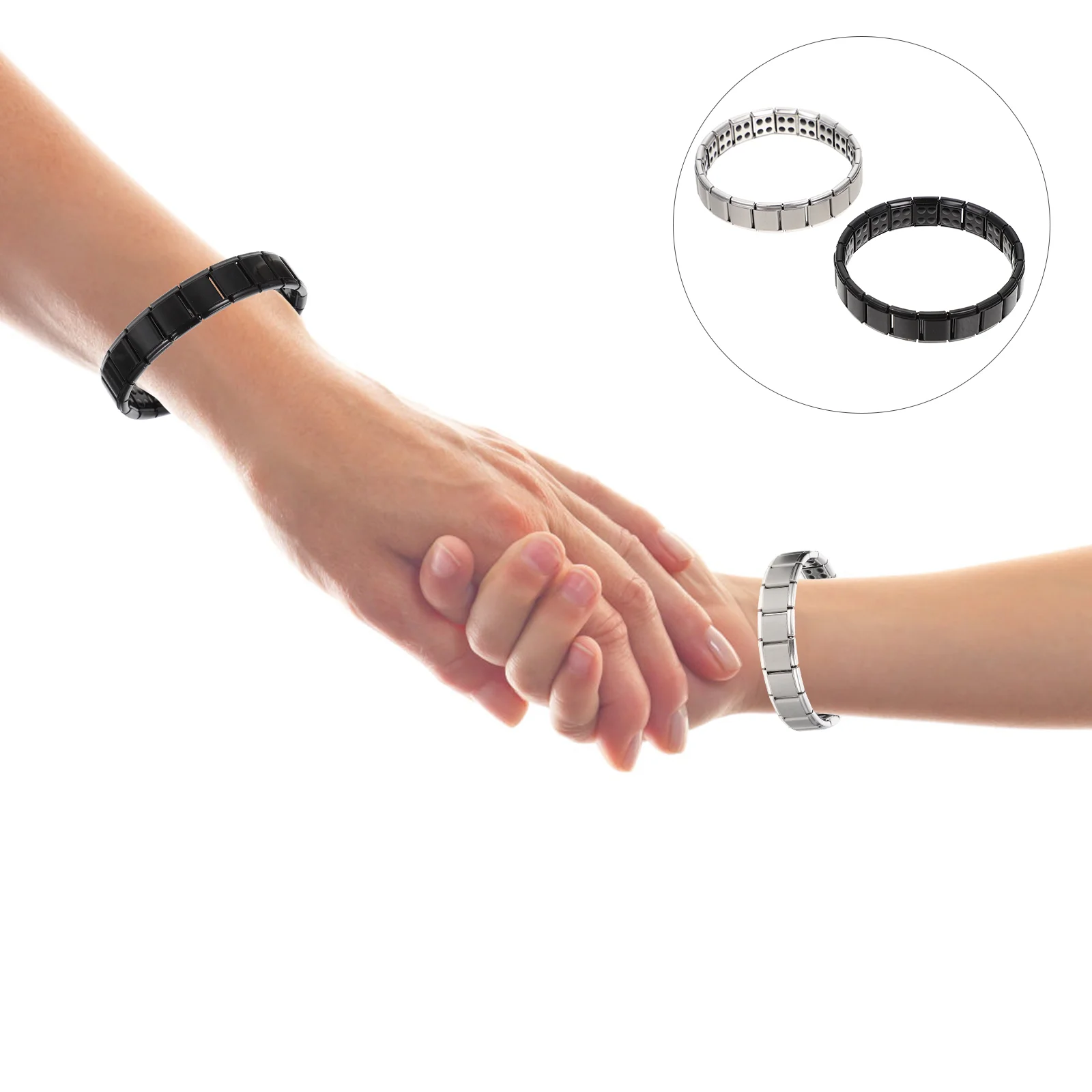 2 Pcs Magnetic Therapy Bracelet Bracelets Men for Couples Lymph Stainless Steel Man