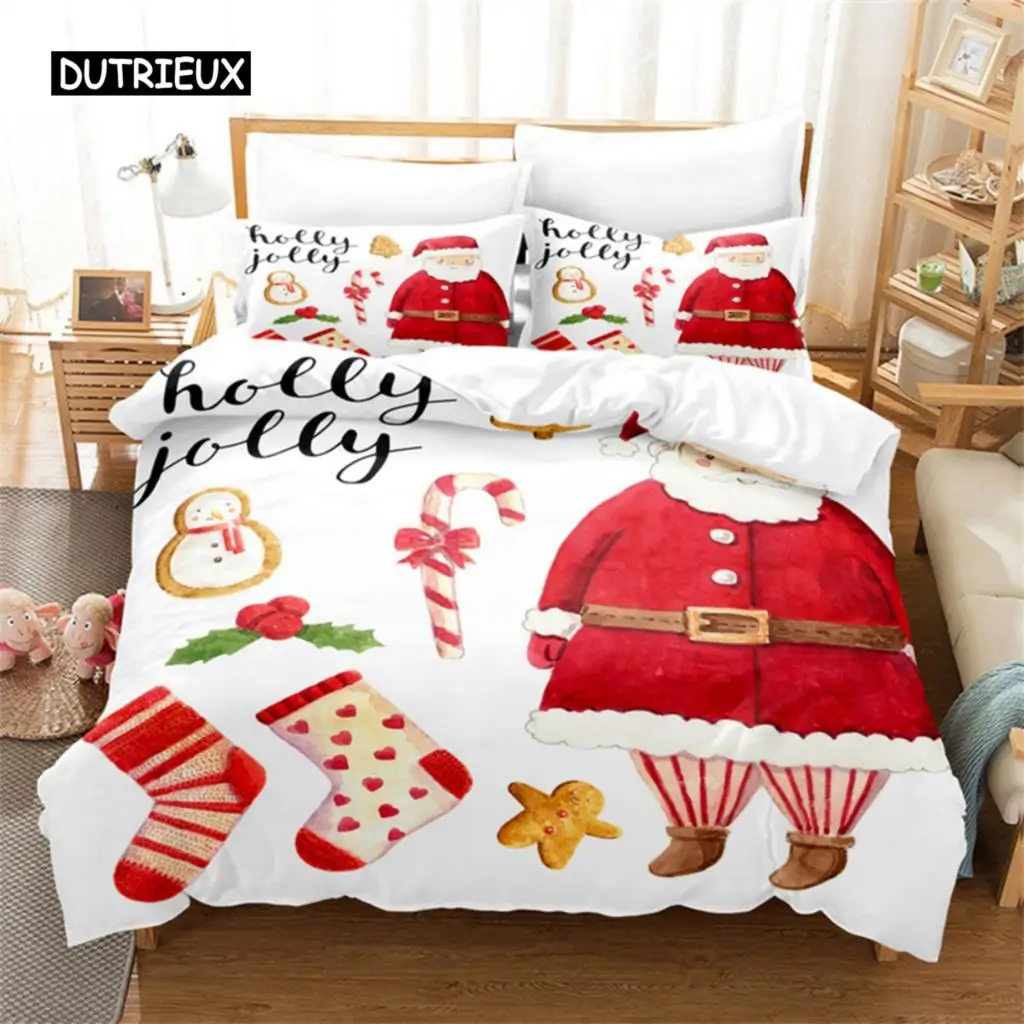 

Santa Claus Duvet Cover Red White Bedding Set Merry Christmas Happy New Year Comforter Set Children Duvet Cover For Decor Gift