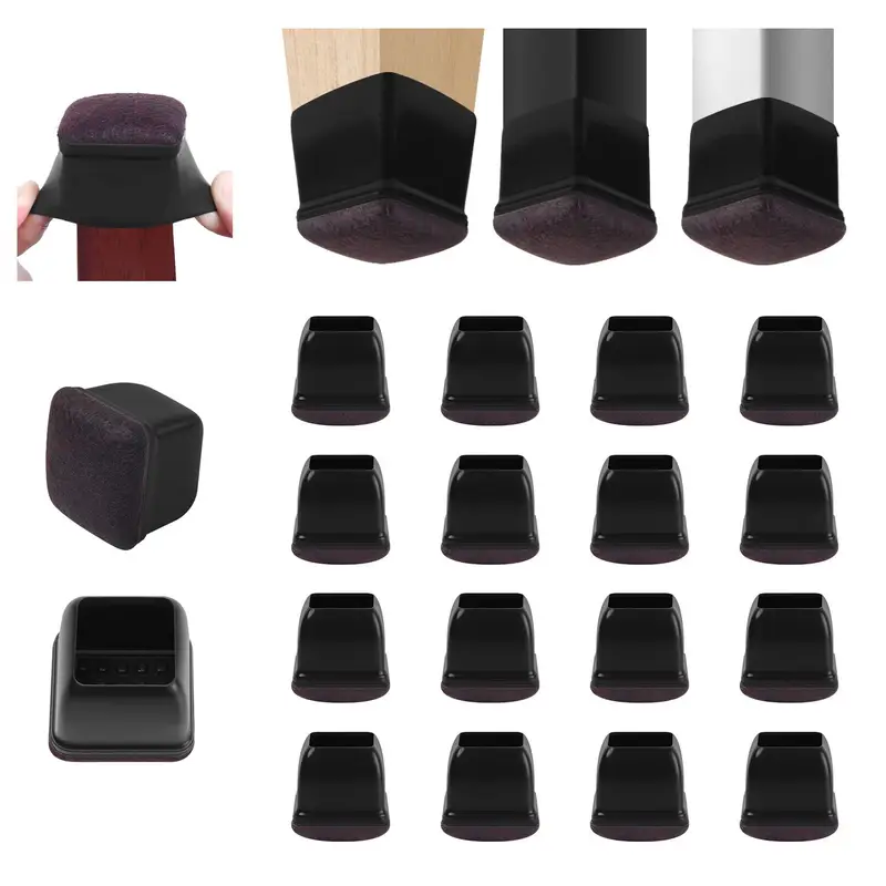 16PCS Transparent Table Chair Leg Protectors Caps Round Square for Furniture Foot Legs Cover Floor Protector with Felt Bottom - Image 23