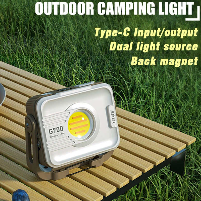 Multi-functional LED Lanterns Rechargeable 6000 mAh Flashlight Dual Light Source COB Camping Floodlight Magnetic Work Light