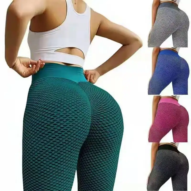 Breathable Grid Sport Tights Girl Push Up Yoga Pant Women Seamless Leggings High Waist Yoga Fitness leggings Gym Clothing outfit