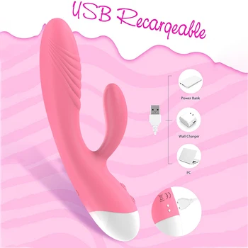 Dual Motor Heating Vibrator  Female G Spot Clitoral Masturbation  AV Massager 10 Frequency 10 Speeds  Dildo Rabbit Vibrator 4