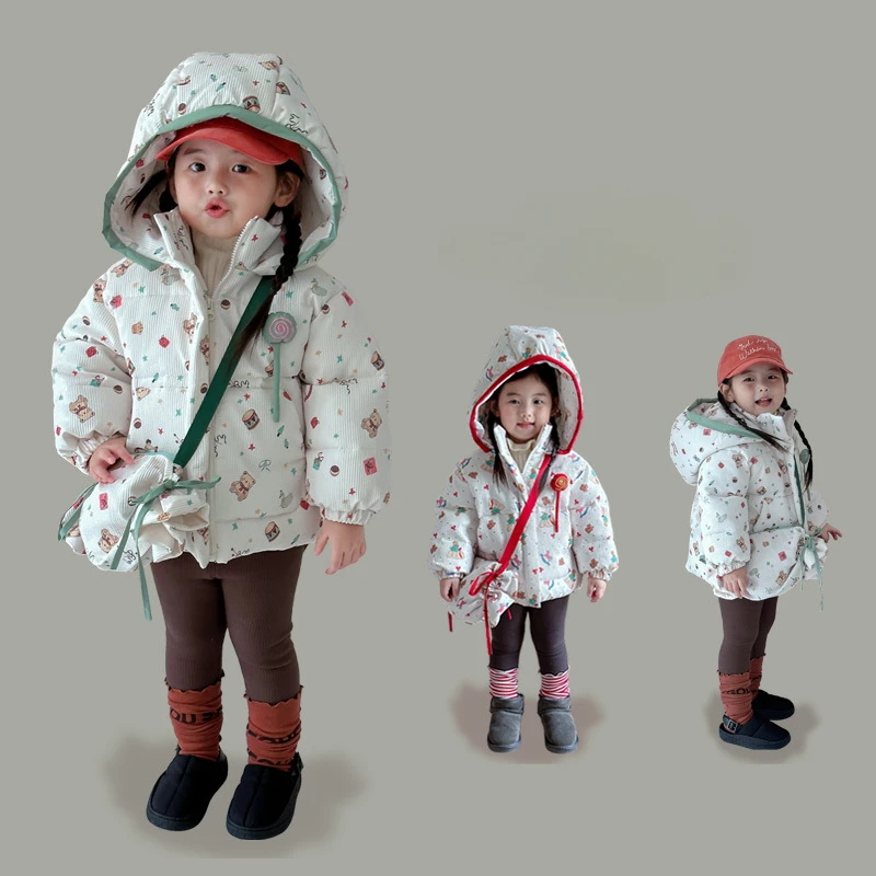 

Baby Coat 2023 Winter New Baby Girl's Cotton-padded Jacket Floral Coat Thickeded Warm Cardigan Coat
