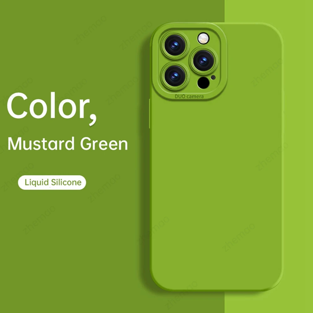 thumbnail image 1 of Funda cuadrada de silicona líquida para teléfono móvil, carcasa suave a prueba de golpes para iPhone 14, 13, 12 Mini, 11 Pro, XS Max, X, XR, 7, 8, 6, 6s Plus, SE2, 1 of 4