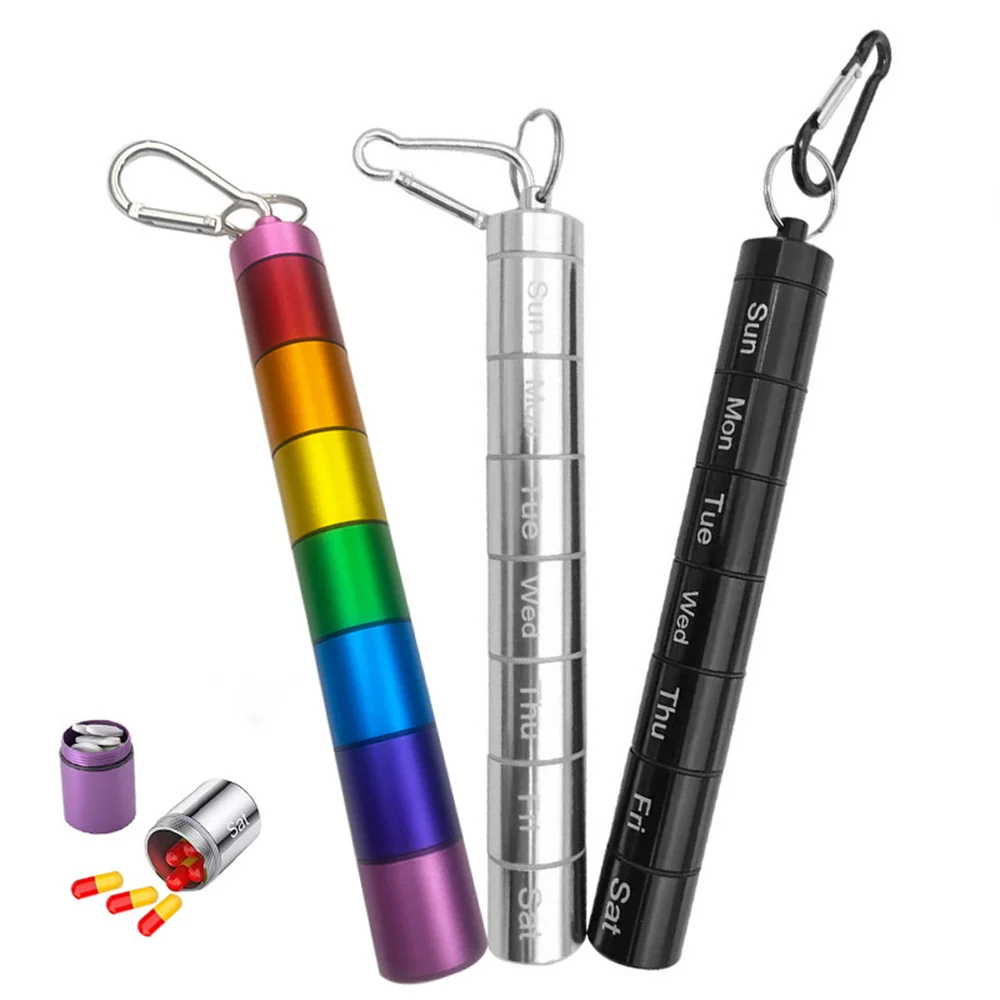 7 Days Pill Organizer Travel Medicine Organizer Sealed Waterproof Pill Case Portable Pill Box Organizer Aluminum Alloy Pill Box 3
