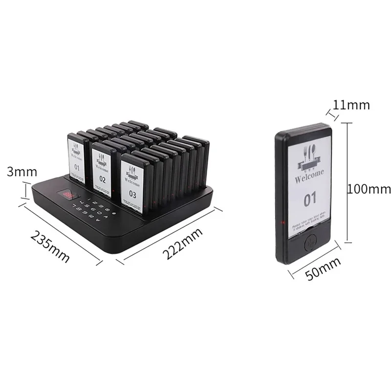 Restaurant Pager Wireless Calling System 24 Coasters Buzzer Beeper Bell Receivers For Bar Cafe Food Truck Hotel Church wireless calling system