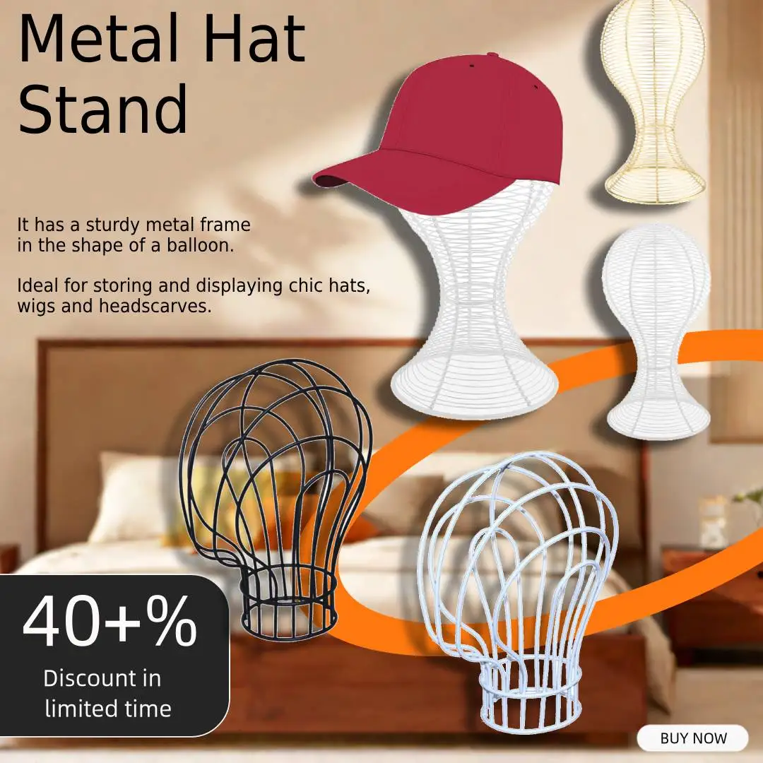 Freestanding Hat Holder Displaying Metal Hat Sports Helmet Rack Hair Wigs Salon Display Clothes Shop Stand Storage Organizer