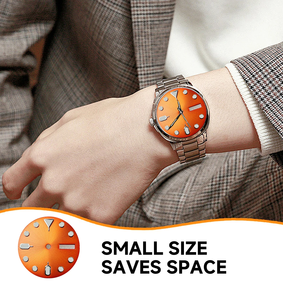 Green Luminous Watch Dial with Dual Calendar - Men's Accessory