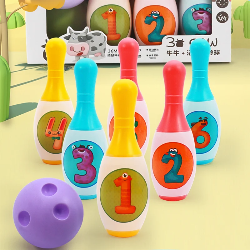 

Kid Bowling Game Colorful Pattern Bowling Ball Outdoor Sports Game Parent-child Indoor Sports Bowling Set Toys for Children