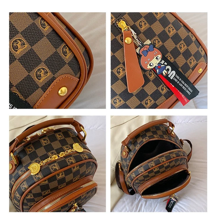 Louis vuitton LV Fashion new monogram tartan print leather book bag