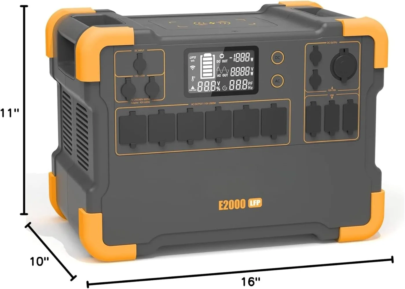 Portable Power Station E2000LFP, 1920Wh Power Station 5X2000W AC Outlets, LiFePO4 Battery Backup Expandable to 8064Wh, 5