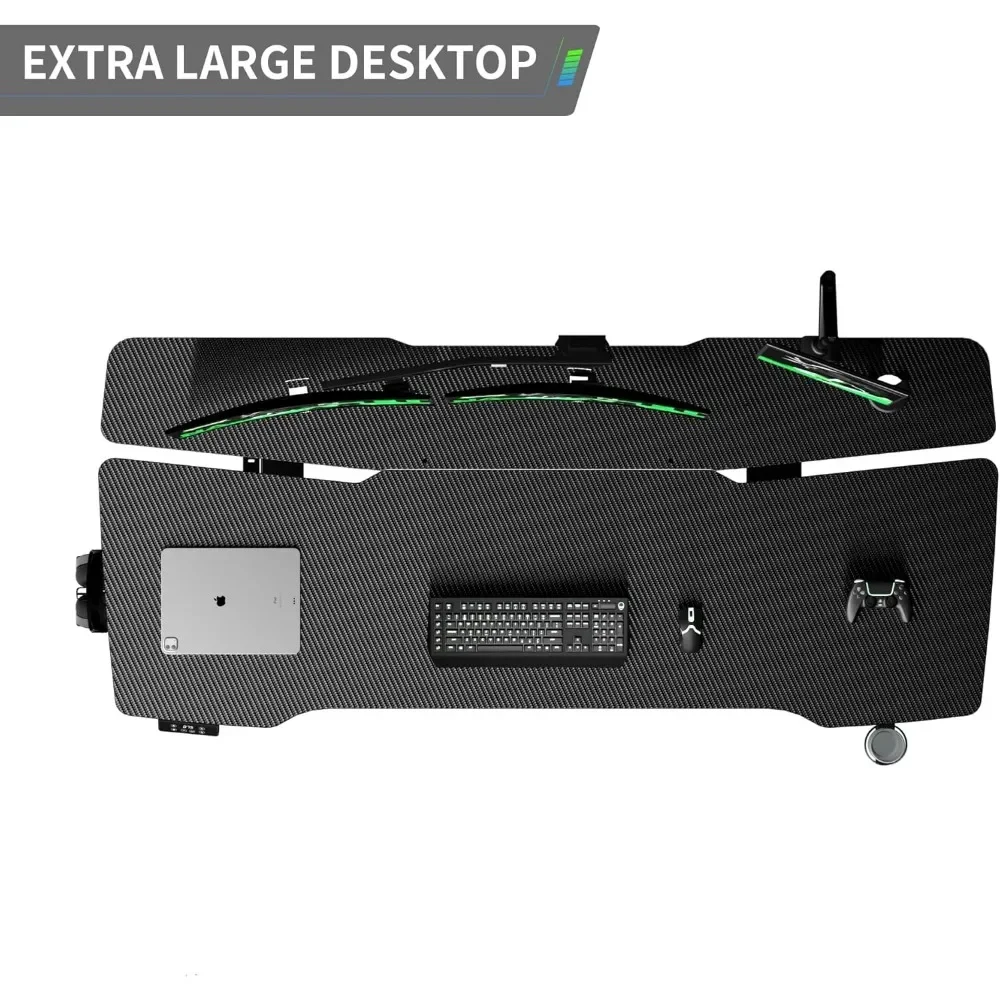 Gaming Standing Desk, Electric Height Adjustable Desks, 63x28 Inch Desks with Mecha LED Panel, Ergonomic Computer Desk 6