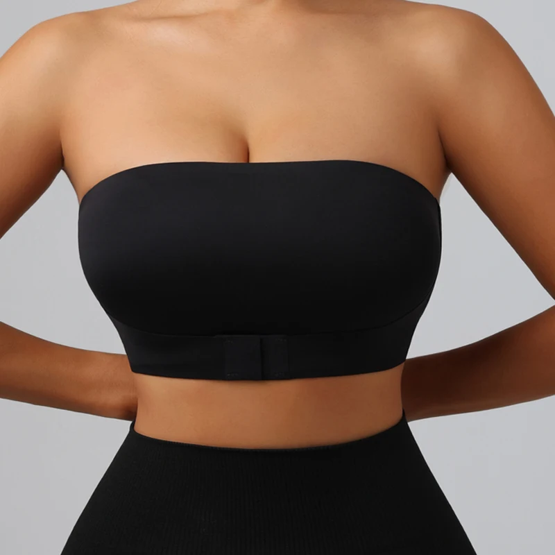 Women's Front Button Strapless Push Up Bra No Padding Wire Free Invisible Anti-Exposure Underwear Seamless Comfortable Lingerie