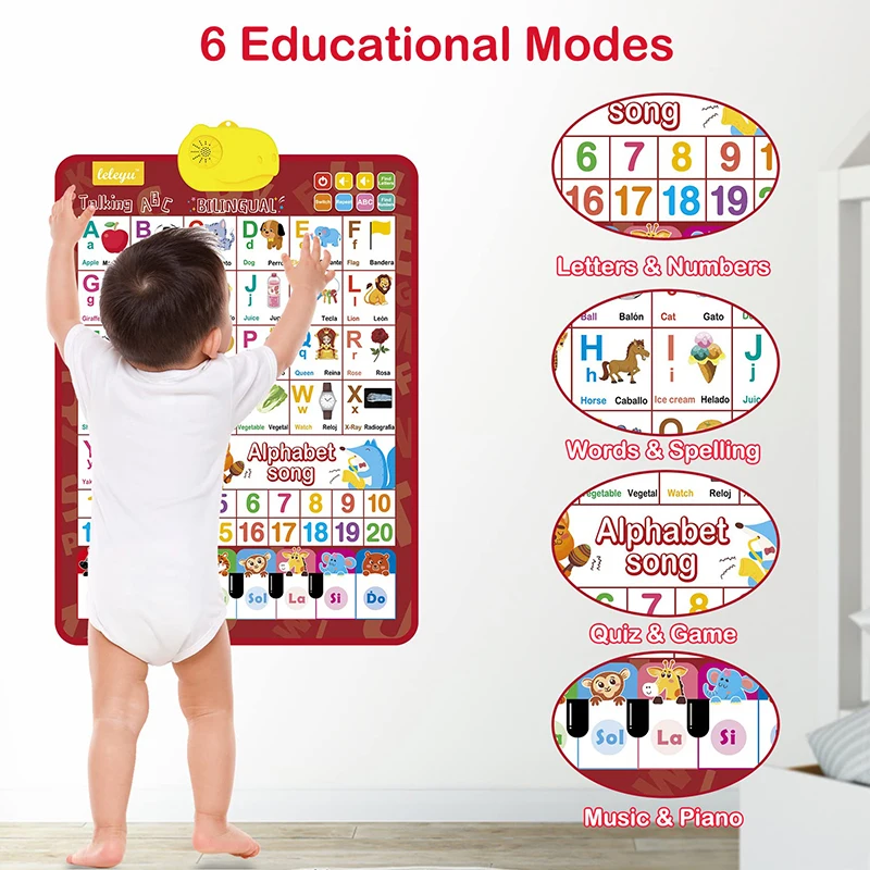 ABC Learning for Toddlers Electronic Interactive Wall Chart with Musical Alphabet Educational Toy