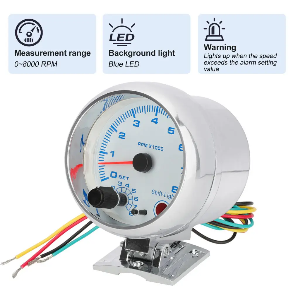   Ÿڹ , 0-8000 RPM Ÿڹ ŰƮ, LED Ʈ, κ 4/6/8 Ǹ, 12V , 3.75 ġ