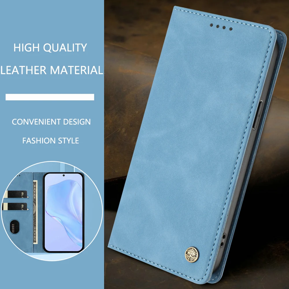 Luxury RFID Leather Wallet Case with Magnetic Flip Cover