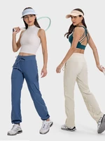 Women Quick Drying Sports Pants Lightweight Breathable Running Fitness High Waisted Loose Wide Leg Casual Yoga Pants 2024 Autumn