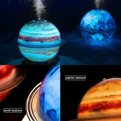 330ml New Creative Planet Humidifier Heavy Fog Household Nightlight Air Atomizer Jupiter Portable USB Ultrasonic Moisturizing 5V