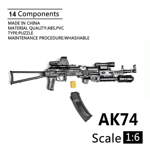 1:6 Scale AK74 Assault Rifle Weapon Plastic Assembled Gun Model