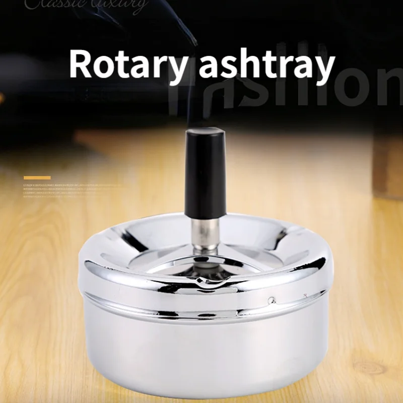 9.5*9cm Portable Dining Table Round Rotating Cigarette Ash Tray Hotel Decoration with Lid Ashtray 1pcs portable ashtray