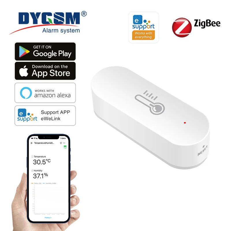 Ewelink ZigBee Smart Temperature Humidity Sensor Battery Powered APP Control Thermometer Hygrometer Controller For Alexa Google