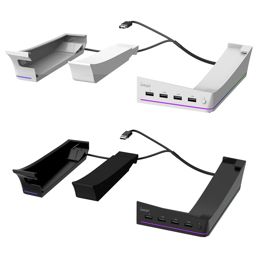

For PS5 Slim Horizontal Holder with Hub Side Stand Base 4 Transfer USB 2.0 Port for Playstation 5 Slim