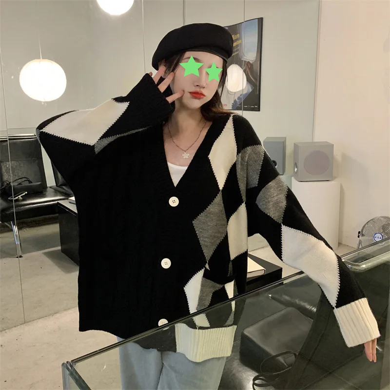 Autumn Women V Neck Loose Knitted Sweater