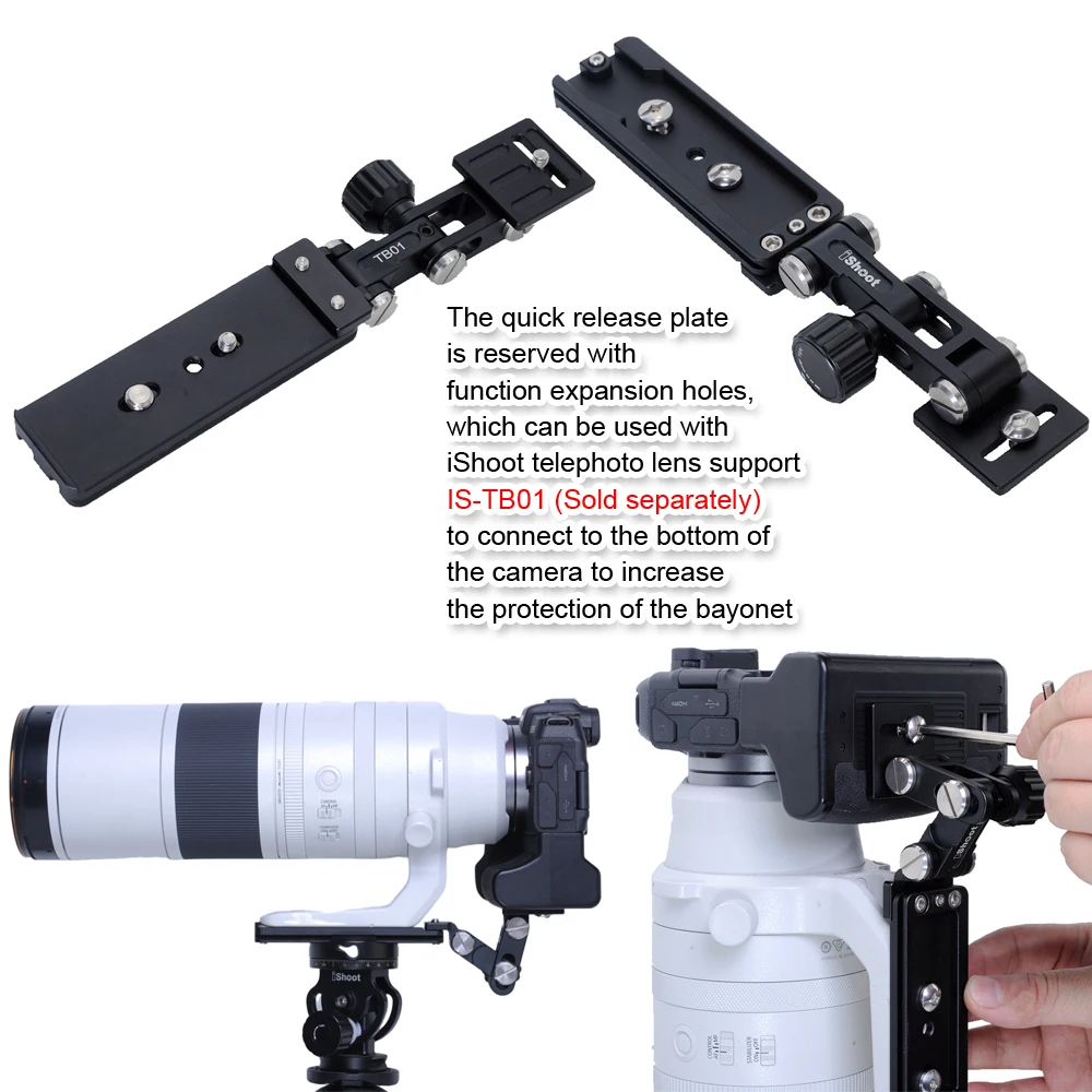 IShoot QS-80PLUS Piastra A Sgancio Rapido 80mm Per Fotocamera | Attacco Arca-Swiss In Alluminio Aeronautico Per Reflex Con Battery Grip (Canon 1D, Nikon D Series)