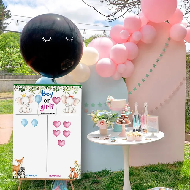 Decorazioni Gender Reveal Party - 48 Pezzi Tra Spille E Adesivi Team Boy Or Girl Per Baby Shower - Foto 2