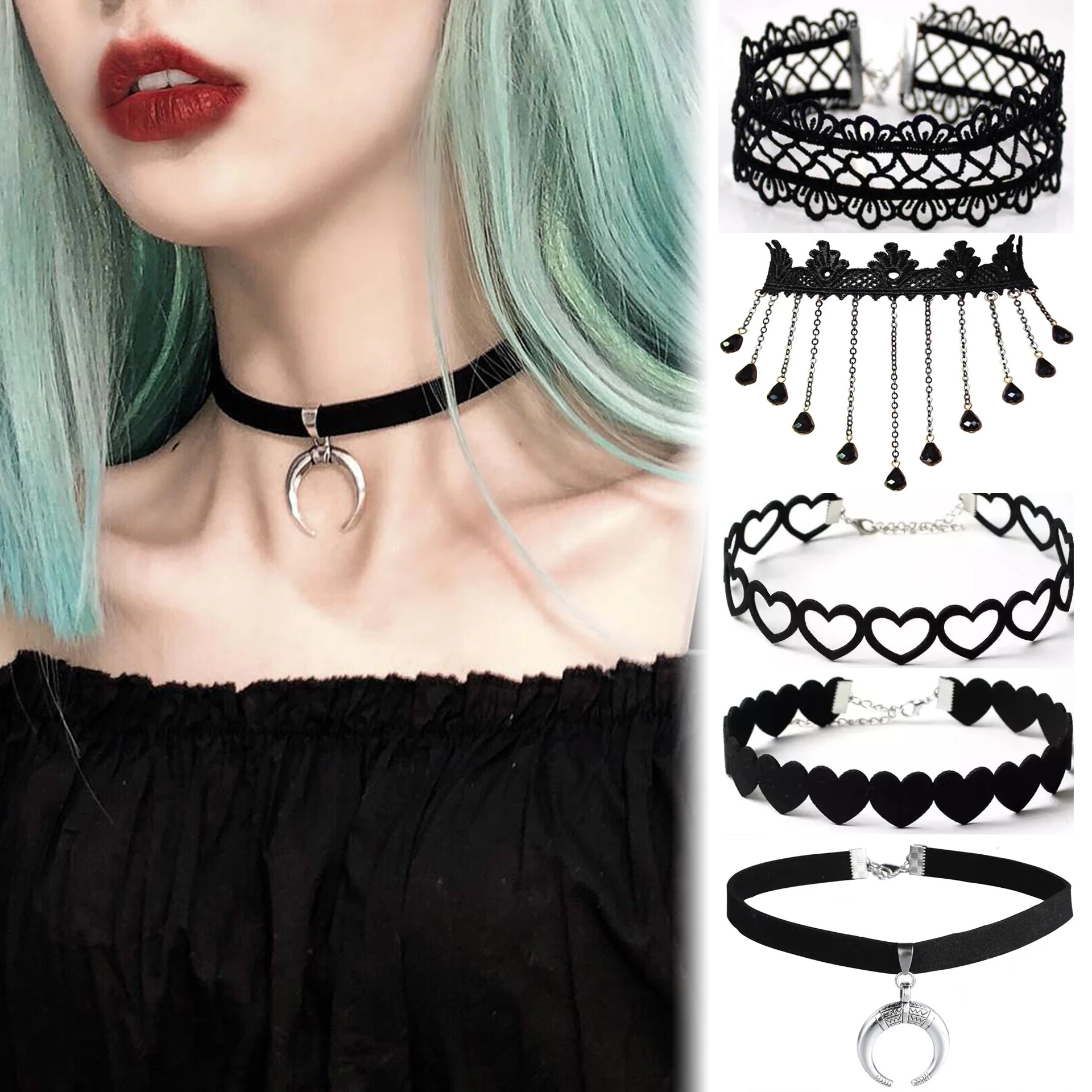 Ctop 10 Pieces Choker Necklace Black Classic Velvet Stretch Gothic Tattoo  Necklace Shopee Chile | 10 Pieces Choker Necklace Black Classic Velvet  Stretch Gothic Tattoo Necklace Jinyu 