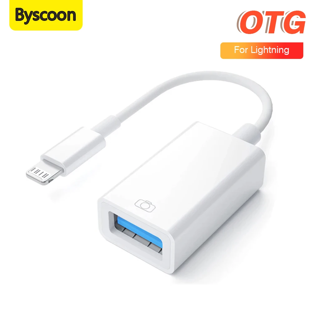 Byscoon USB 3.0 OTG Adapter Cable For iPhone Pro Max Xs XR 7 8 Plus Lightning to USB Camera Adapter Cable Converter