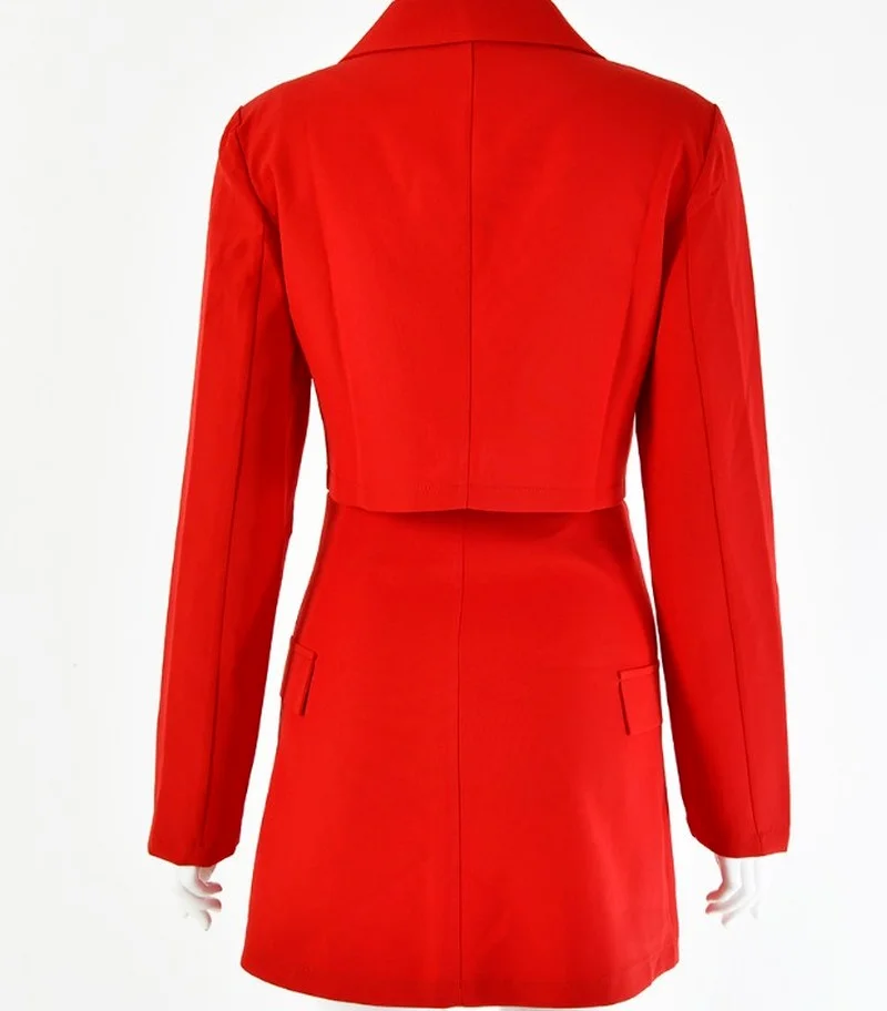 Tassel Diamond Blazer Skirt Suits Two Piece Set Women Solid Colors Single Breasted Short Blazer Casual Fashion Mini Skirts Set
