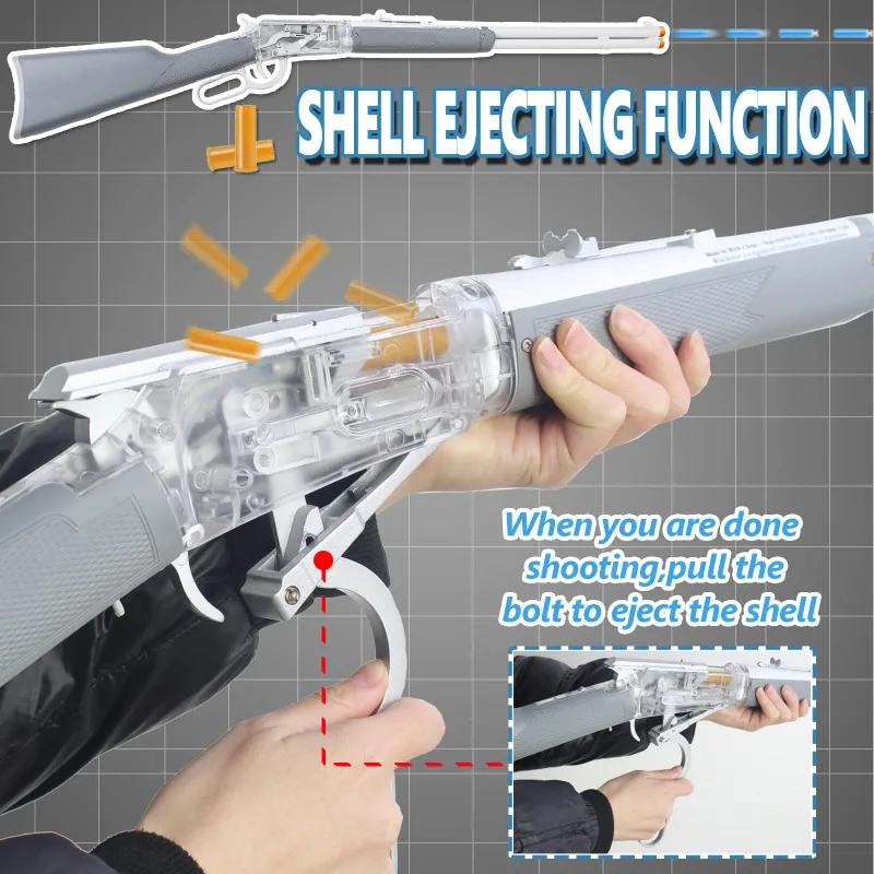Gray-18-94 Foam Dart Blaster with Shell Ejection Soft Foam Blaster 38inch Toy Blaster with 6pcs Shells 3