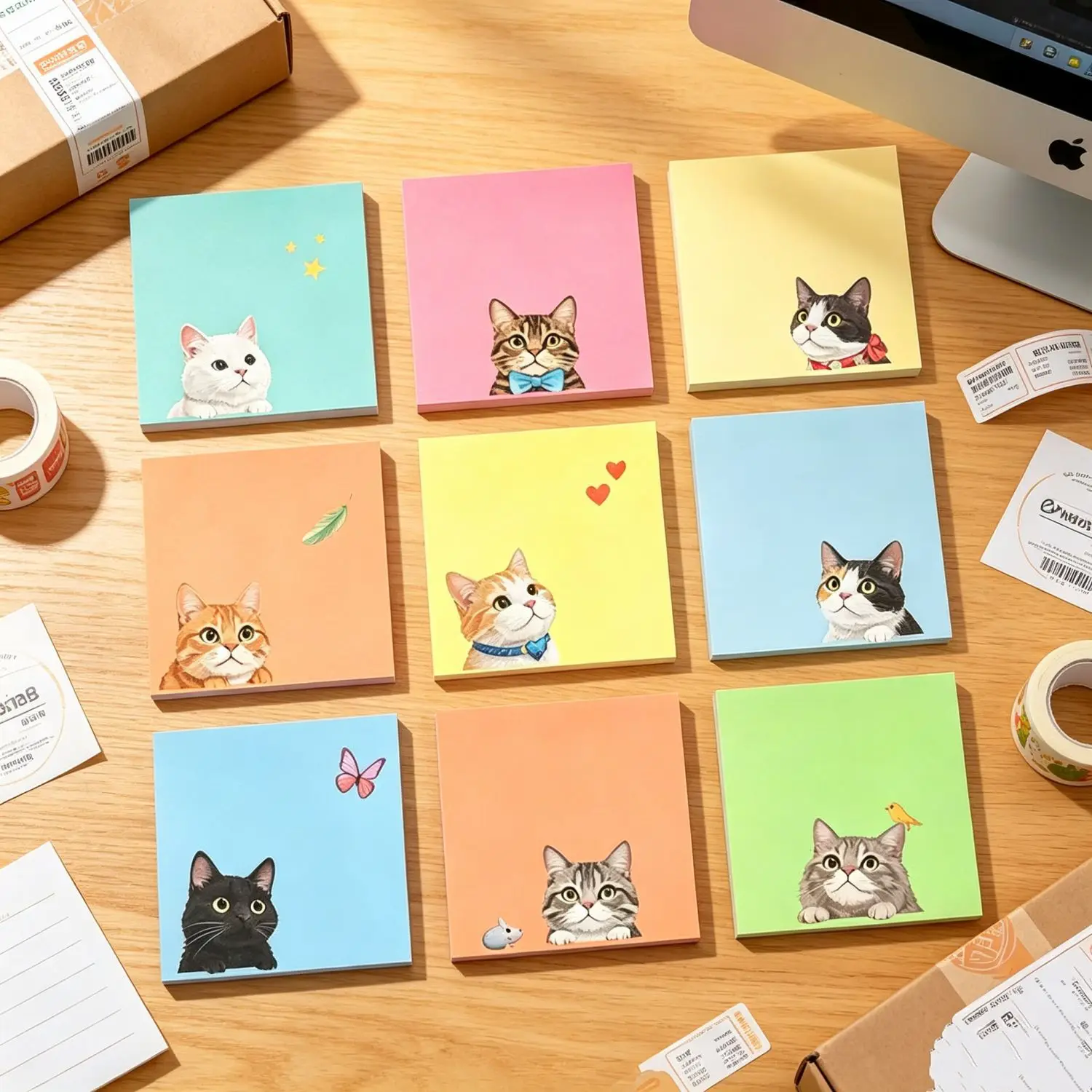 50 foglietti adesivi a forma di macaron, motivi casuali, alto valore estetico, adatti per decorare libri degli studenti e appunti d'ufficio - immagine 6