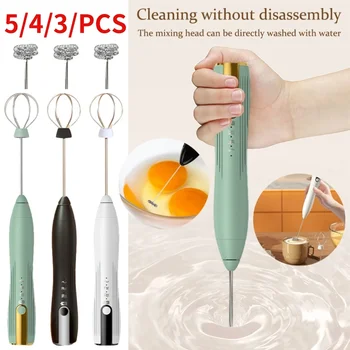 Frullino per le uova elettrico Mini mixer schiuma 1500mAh con TYPE-C/testa di miscelazione USB ricaricabile wireless per latte/cappuccino/cioccolato caldo 1