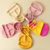 5PCS Baby Silicone Tableware Set Color Contrast Bib Suction Bowl Non-slip Plate Soft Spoon Fork Feeding Training Baby Dinner Set 1