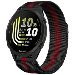 Elegant Metal Milanese Loop Strap - Adjustable Bracelet Replacement Band - 20mm Universal (Black red)