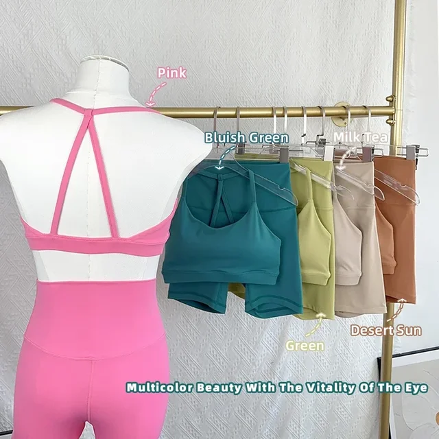 2 Piece Women Yoga Shorts Set Tracksuit Yoga Vest High Waist Shorts Quick-Drying Comfort Elastic Running Workout Sportswear