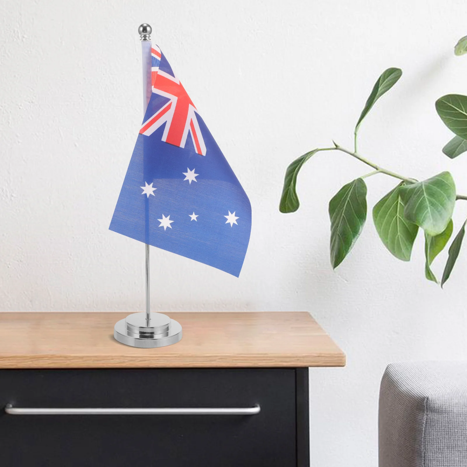 

1 Set of Desktop Australian Flag Office Desk Flag Decor Country Flag Ornament Tabletop Flag with Stand