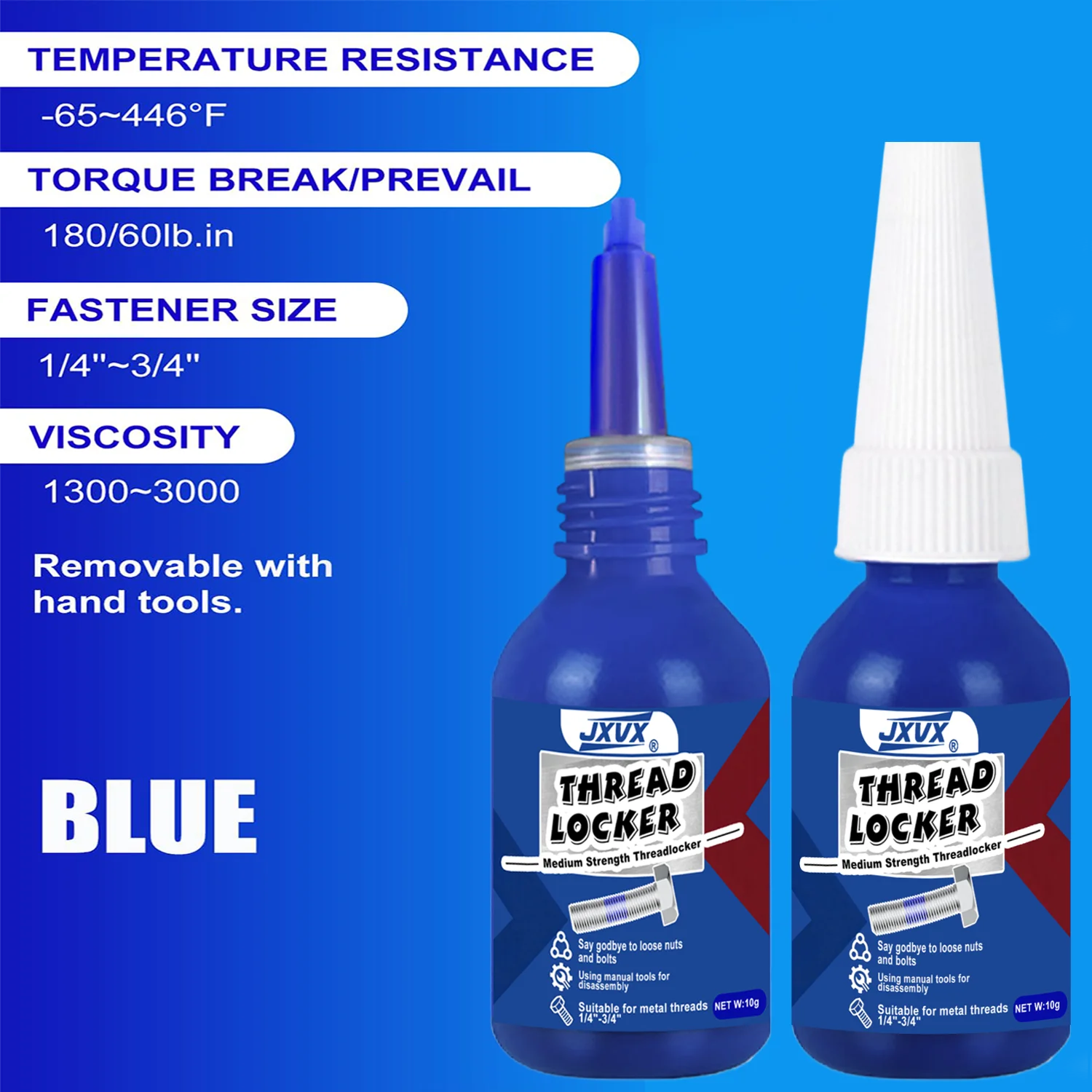 Colle frein filet 10ml - Anti-desserrage rapide - Lot 1/3/6 pièces