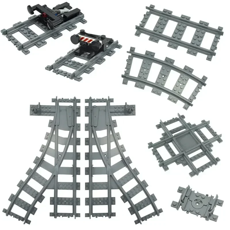 City Train Rail Tracks and Railway Building Block Set - Creative DIY Brick Toys